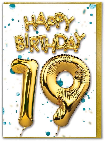 19 Golden Balloon Birthday Card