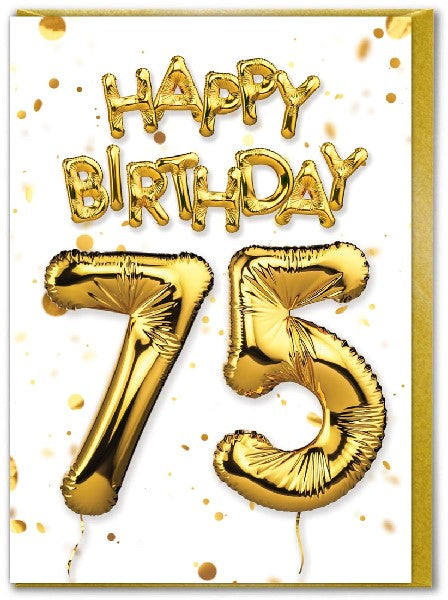 75 Golden Balloon Birthday Card