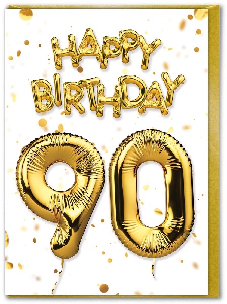 90 Golden Balloon Birthday Card