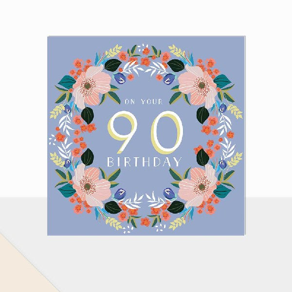Floral 90 Birthday Card