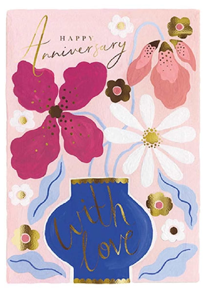 Flower Vase With Love Anniversary Card