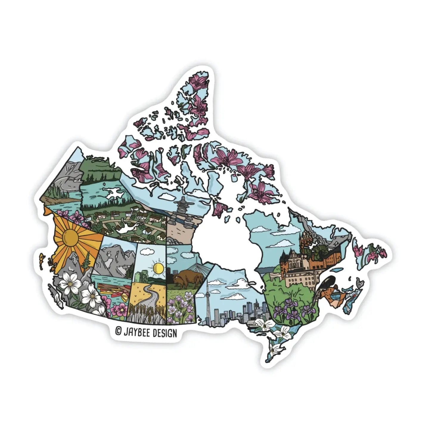 Illustrated Canada Map Sticker