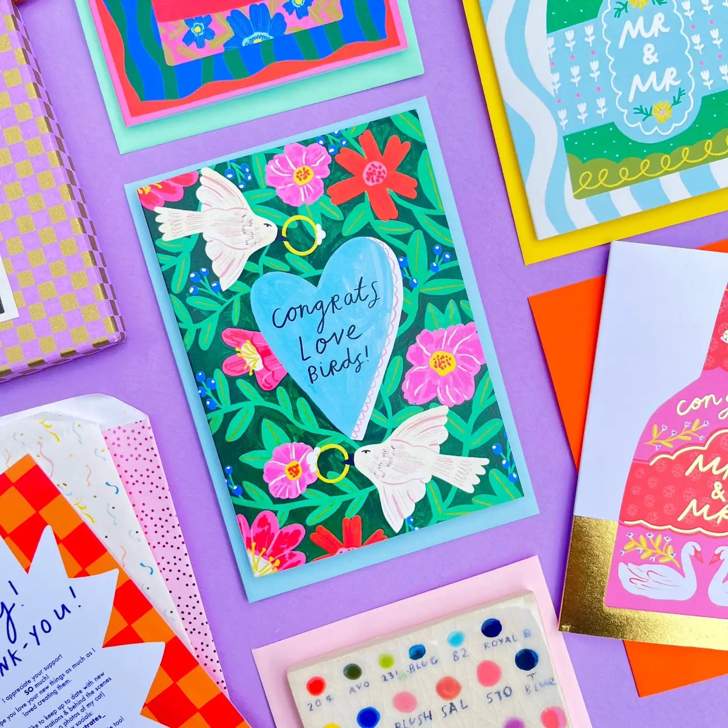 Congrats Love Birds Wedding Card