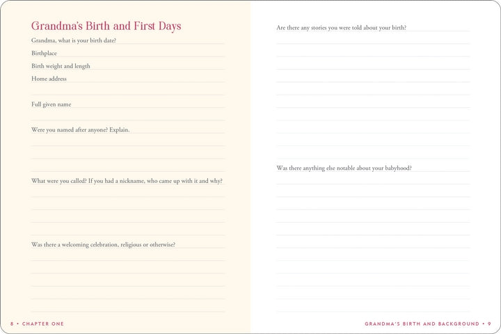 Grandma's Story Keepsake Memory Journal