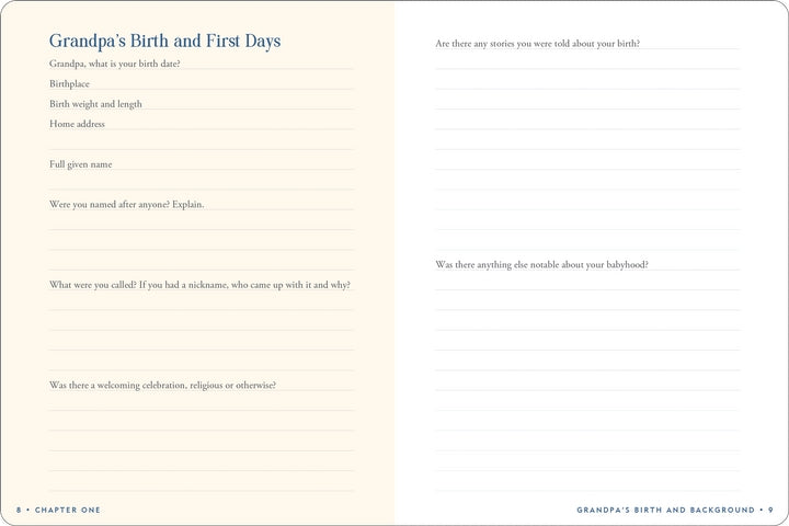 Grandpa's Story Keepsake Memory Journal