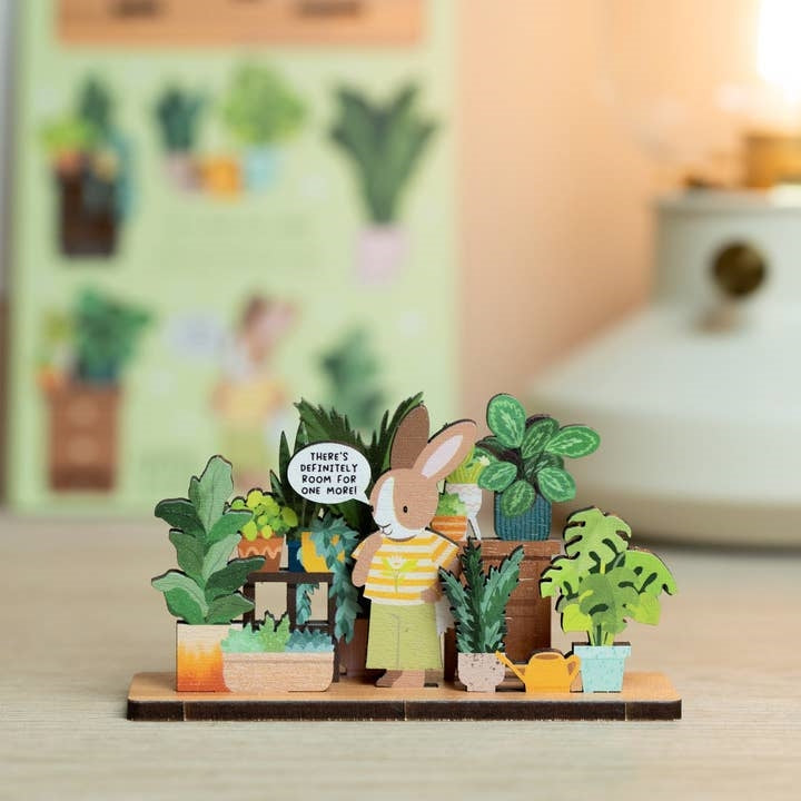 Dapple & Dot Wooden Pop Out Card | Houseplant Addict Rabbit