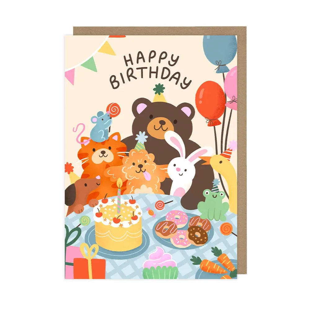 Animal Dinner Party Birthday Card