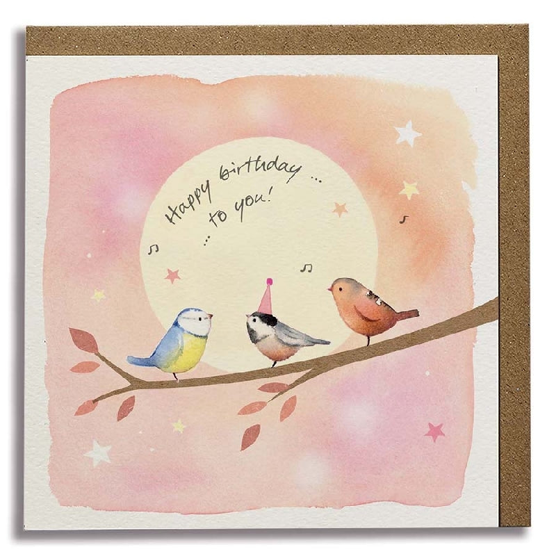 Birds On Branch Birthday Card