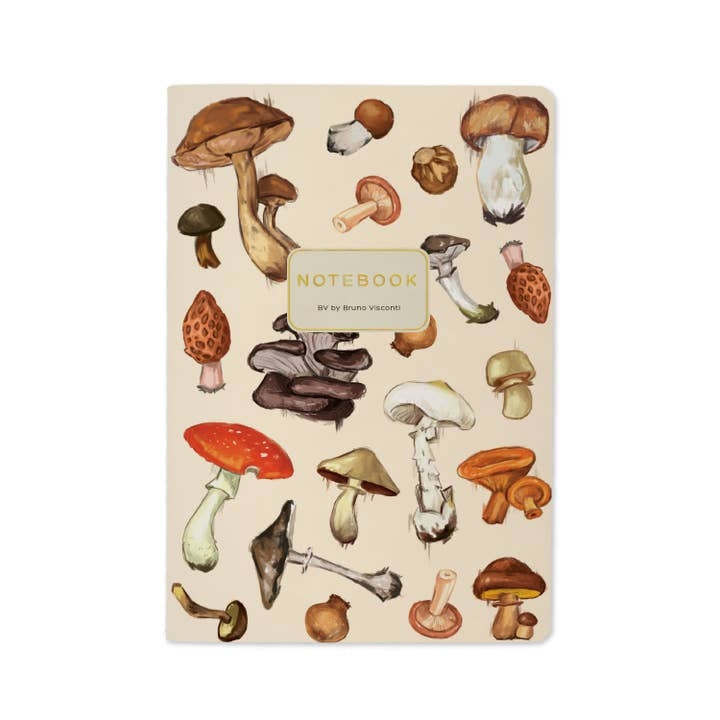 Mushrooms On White Small Lined Notebook