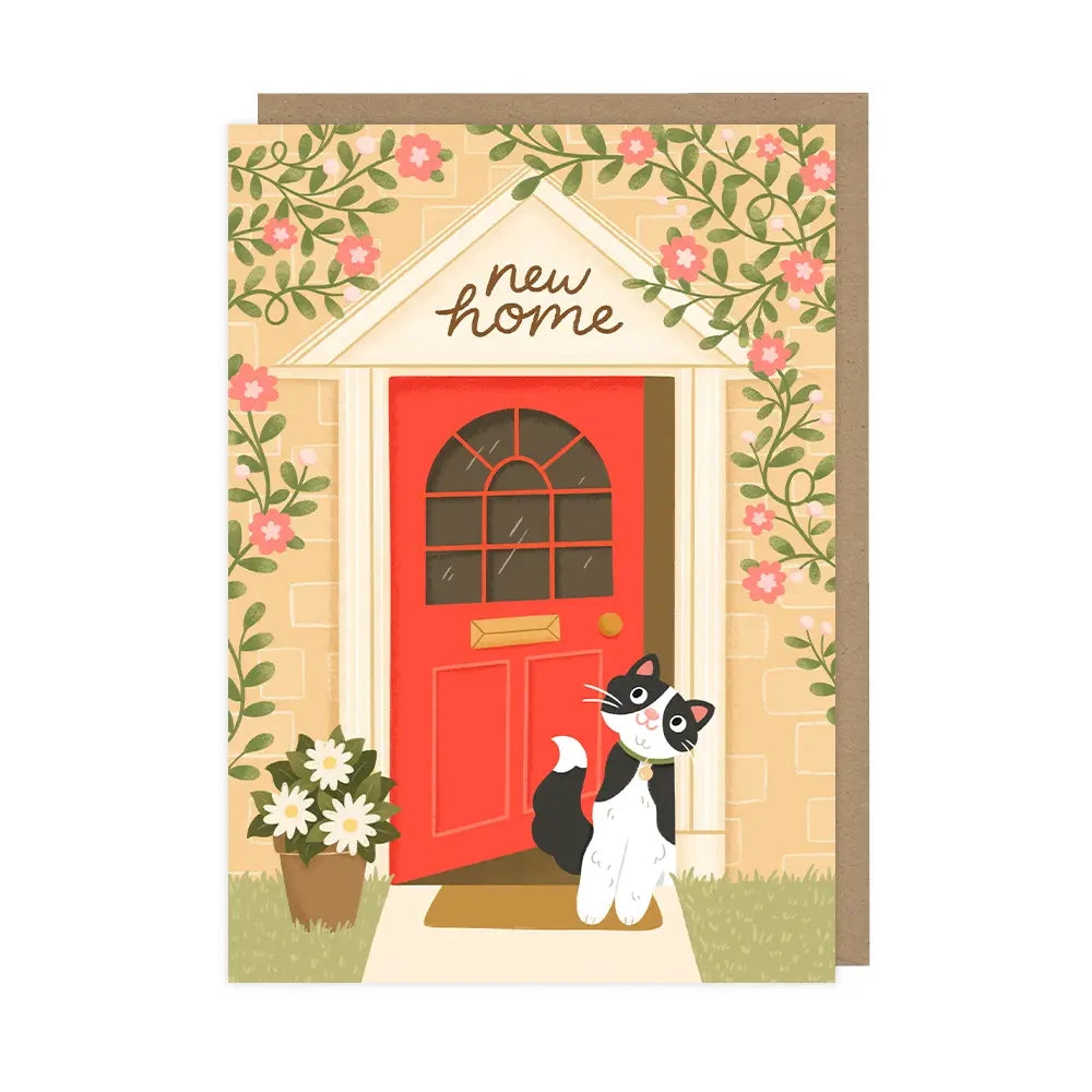 Black & White Cat New Home Card