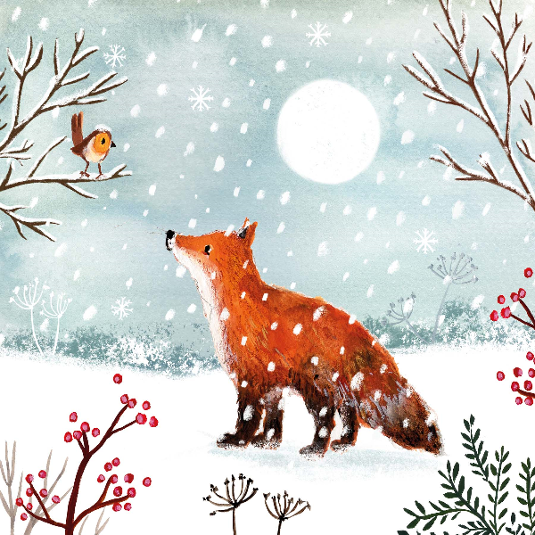 Fox And Bird Christmas Card