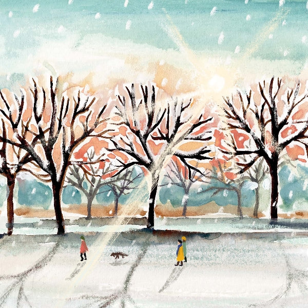 Winter Walk Pastel Trees Blank Art Card