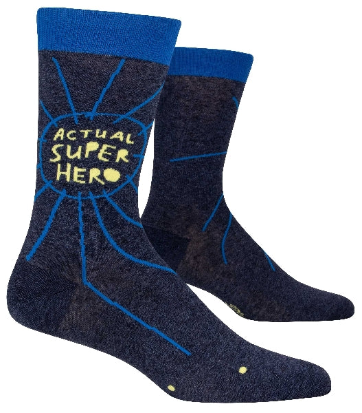 Blue Q Men's Crew Socks | Actual Super Hero