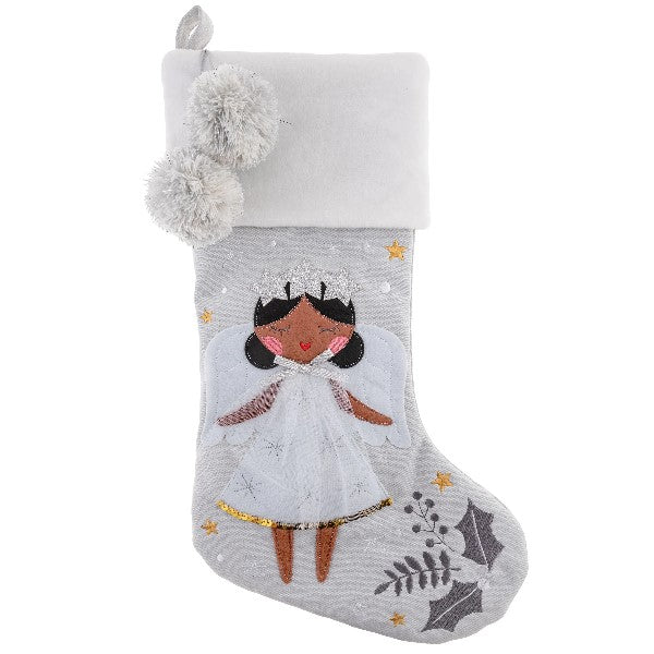Stephen Joseph Christmas Stocking | Black Hair Angel