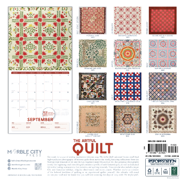 2025 Monthly Wall Calendar | The Artful Quilt