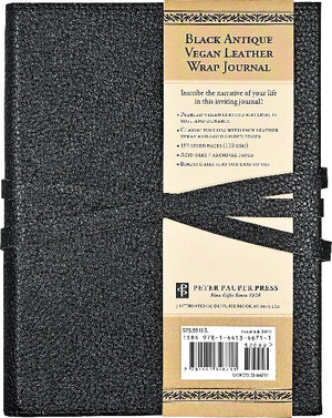 Black Vegan Leather Wrap Journal