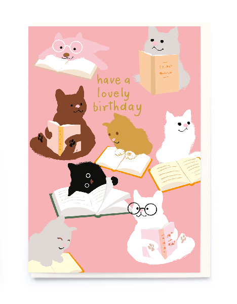 Book Cats Birthday Card