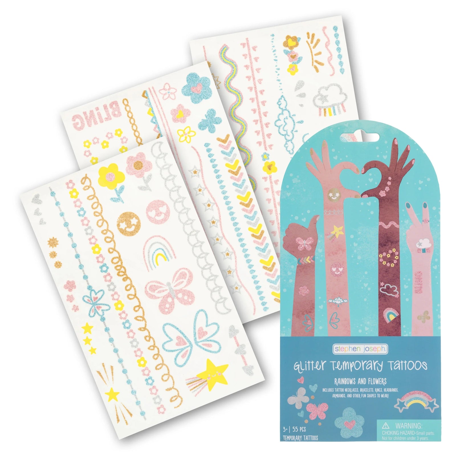 Glitter Temporary Tattoos | Rainbows & Flowers