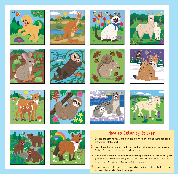 Color-By-Sticker Furry Friends Activity Book