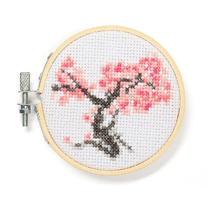 Mini Cherry Blossom Cross Stitch Embroidery Kit