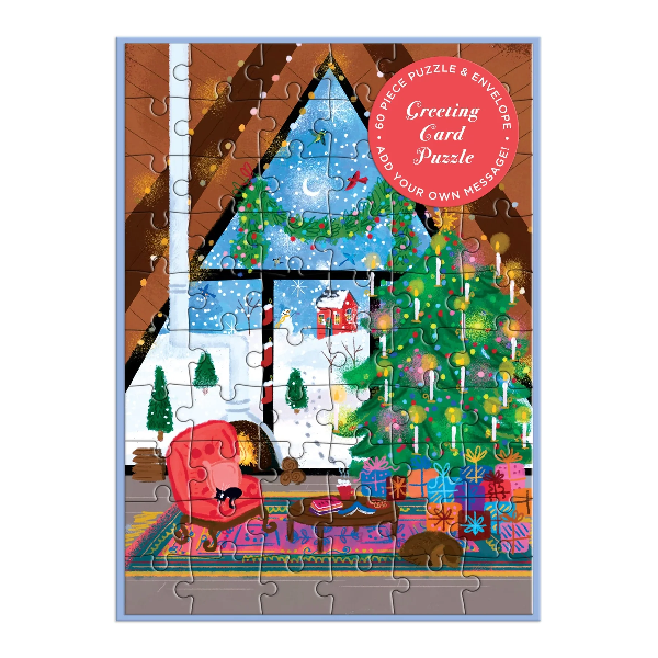 Cozy Cabin Puzzle Christmas Card