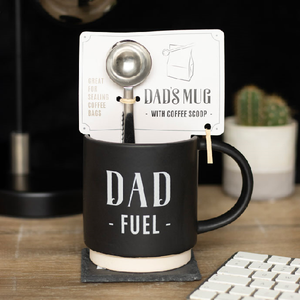 Dad Fuel Mug And Coffee Scoop Clip Set