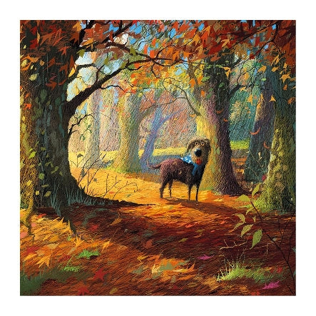 Dog In The Forest Blank Art Card