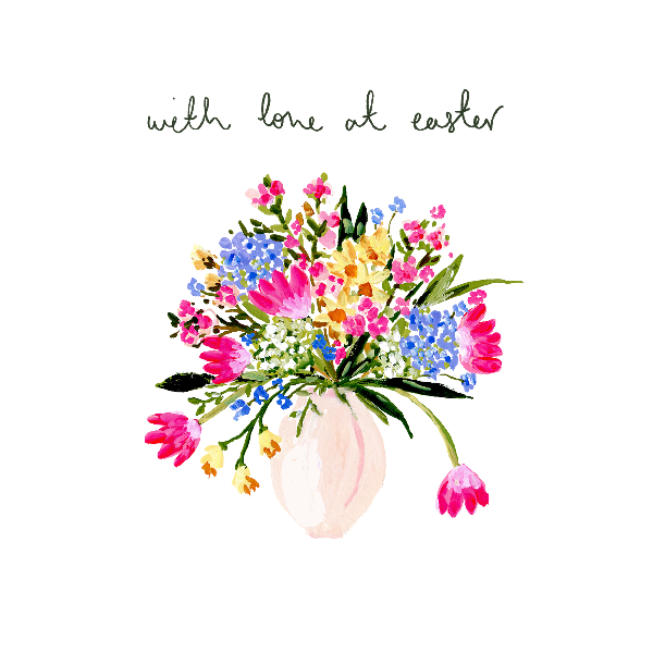Vase Of Easter Flowers Card