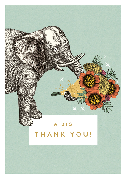 Elephant Bouquet Thank You Card