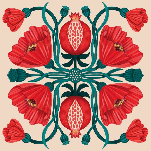 Flowers And Pomegranate Blank Art Card