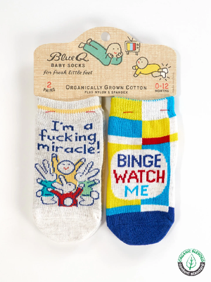 Blue Q Baby Socks | Fucking Miracle / Binge Baby