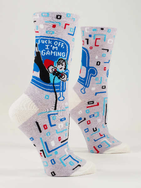 Blue Q Women's Crew Socks | Fuck Off, I'm Gaming