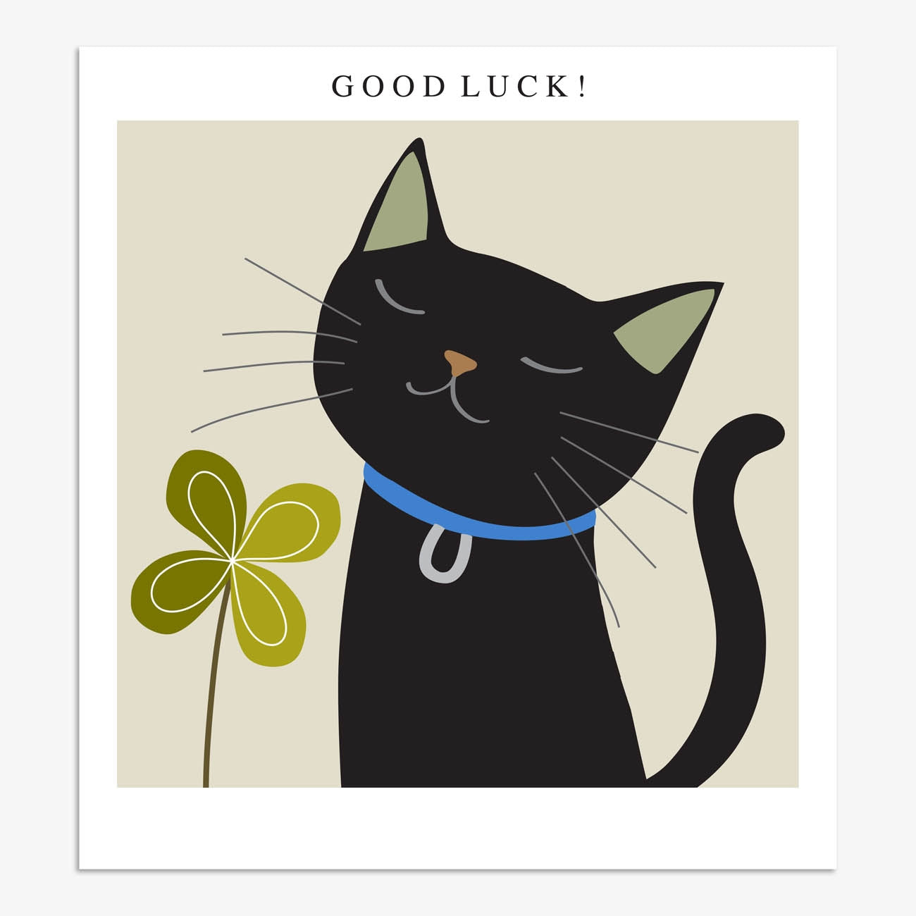 Clover Cat Good Luck Card