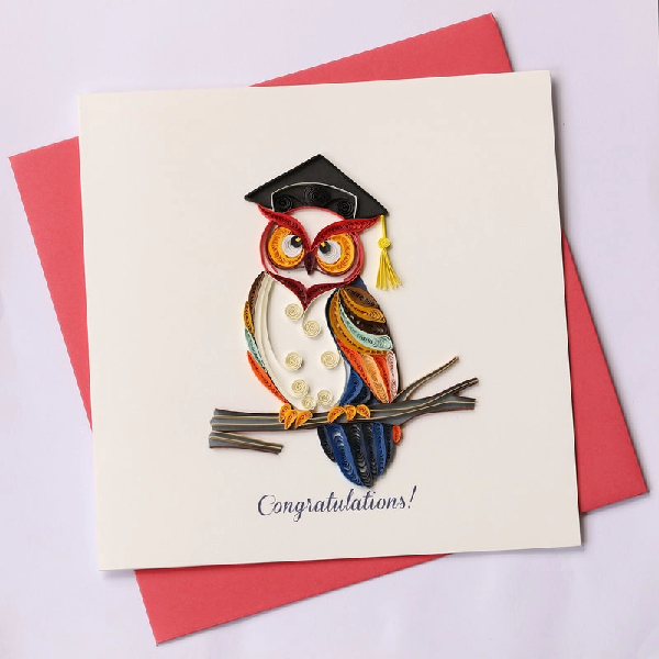 Congratulations Owl Quilling Graduation Card