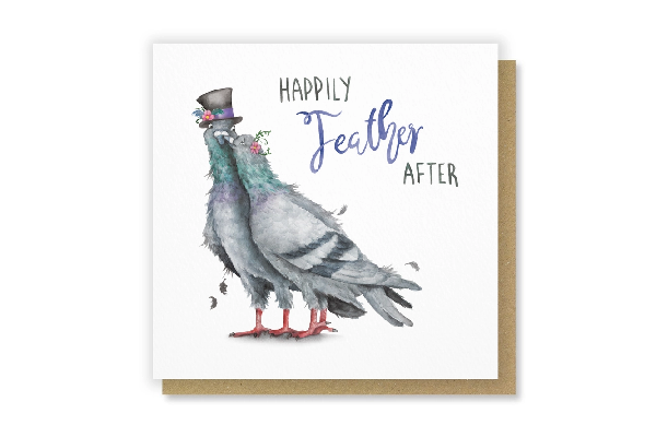 Happily Feather After Wedding Card