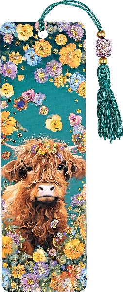 Highland Cow Beaded Tassel Bookmark