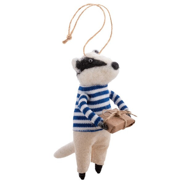 Hipster Badger Felt Ornament