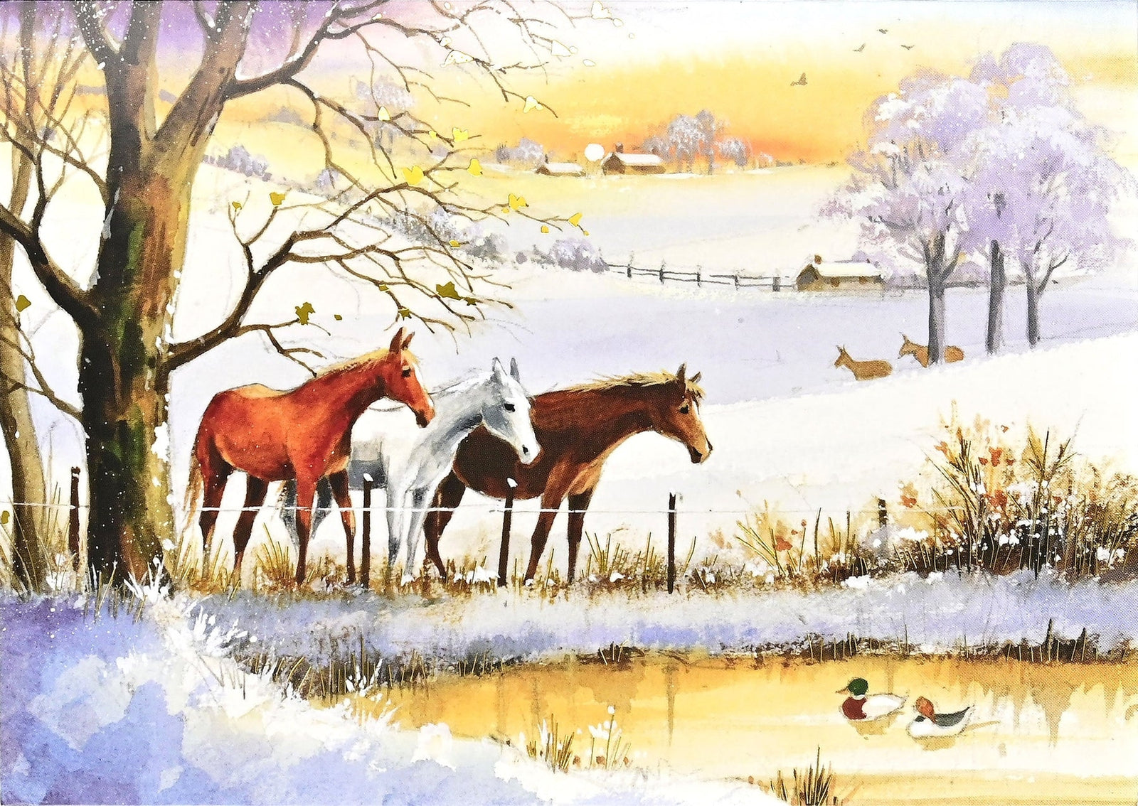 Horses In Winter Deluxe Boxed Holiday Cards | Set of 20