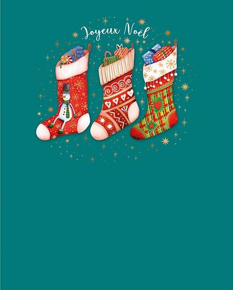 Joyeux Noel Stockings French Christmas Card
