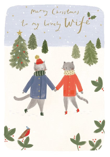 Lovely Wife Skating Christmas Card