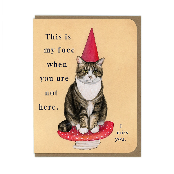 Miss You Gnome Kitty  Love & Friendship Card