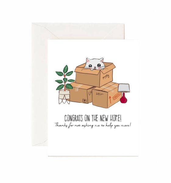 Cat In A Box New Home Card