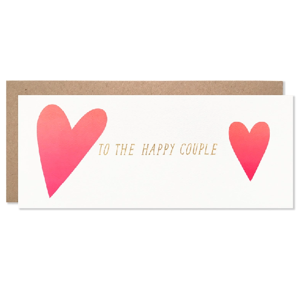 Ombre Hearts Happy Couple Wedding Card