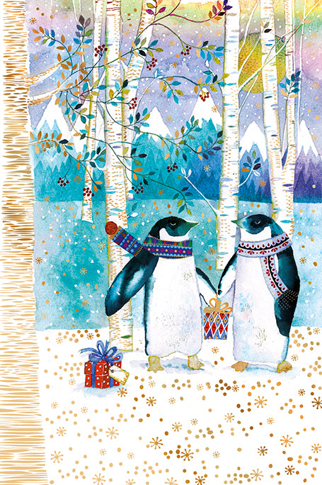 Penguin Couple Blank Art Christmas Card
