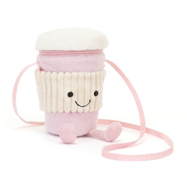 Jellycat Amuseables Pink Coffee-To-Go Plush Bag