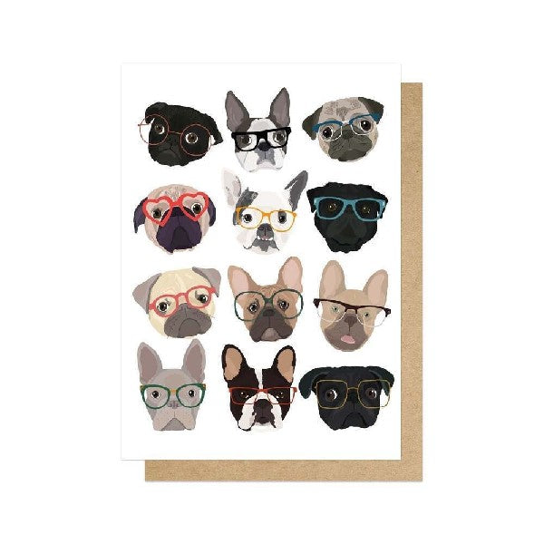 Pugs in Glasses Blank Humour Card
