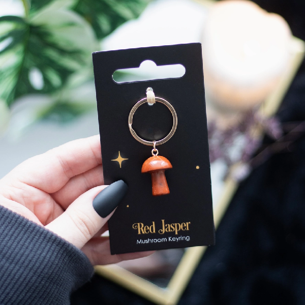 Gemstone Mushroom Keyring | Red Jasper