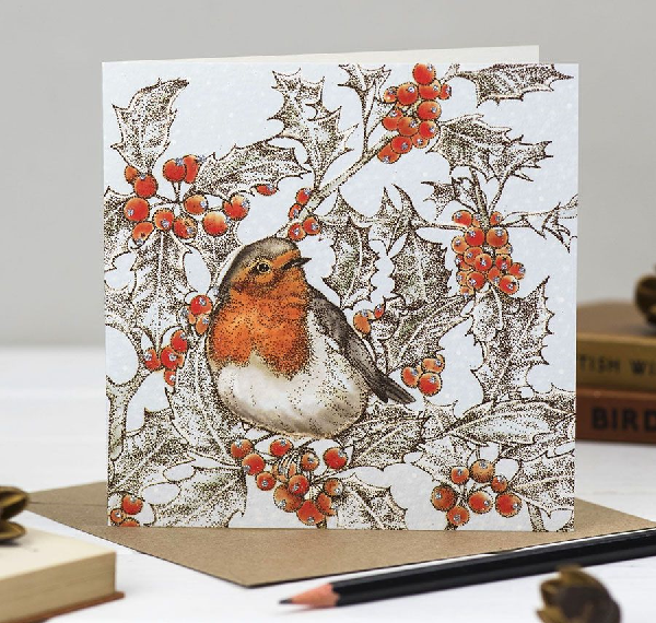 Robin And Holly Blank Art Card