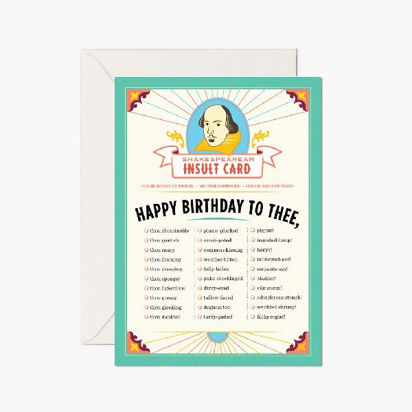 Shakespearean Insults Birthday Card