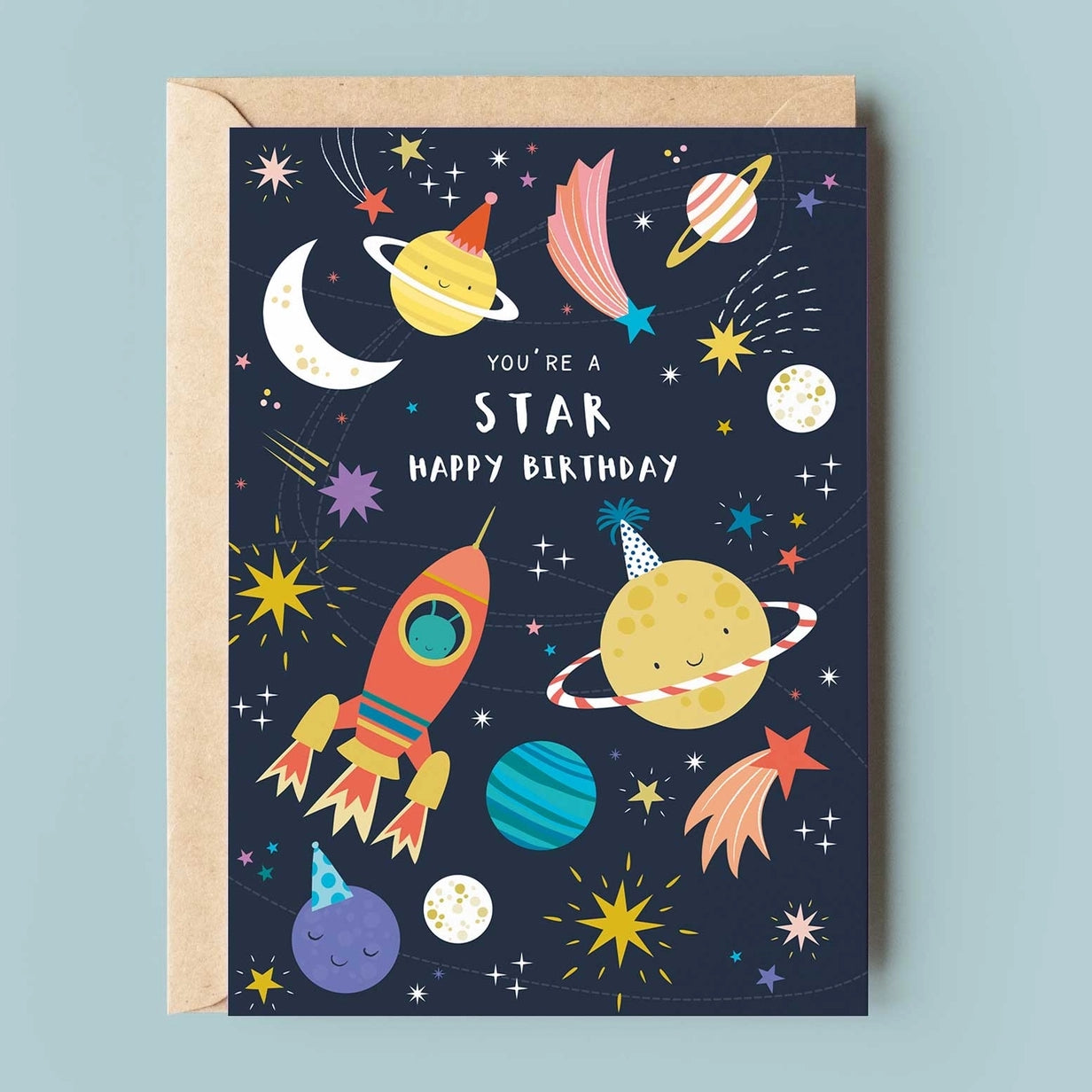 Space Party Birthday Card